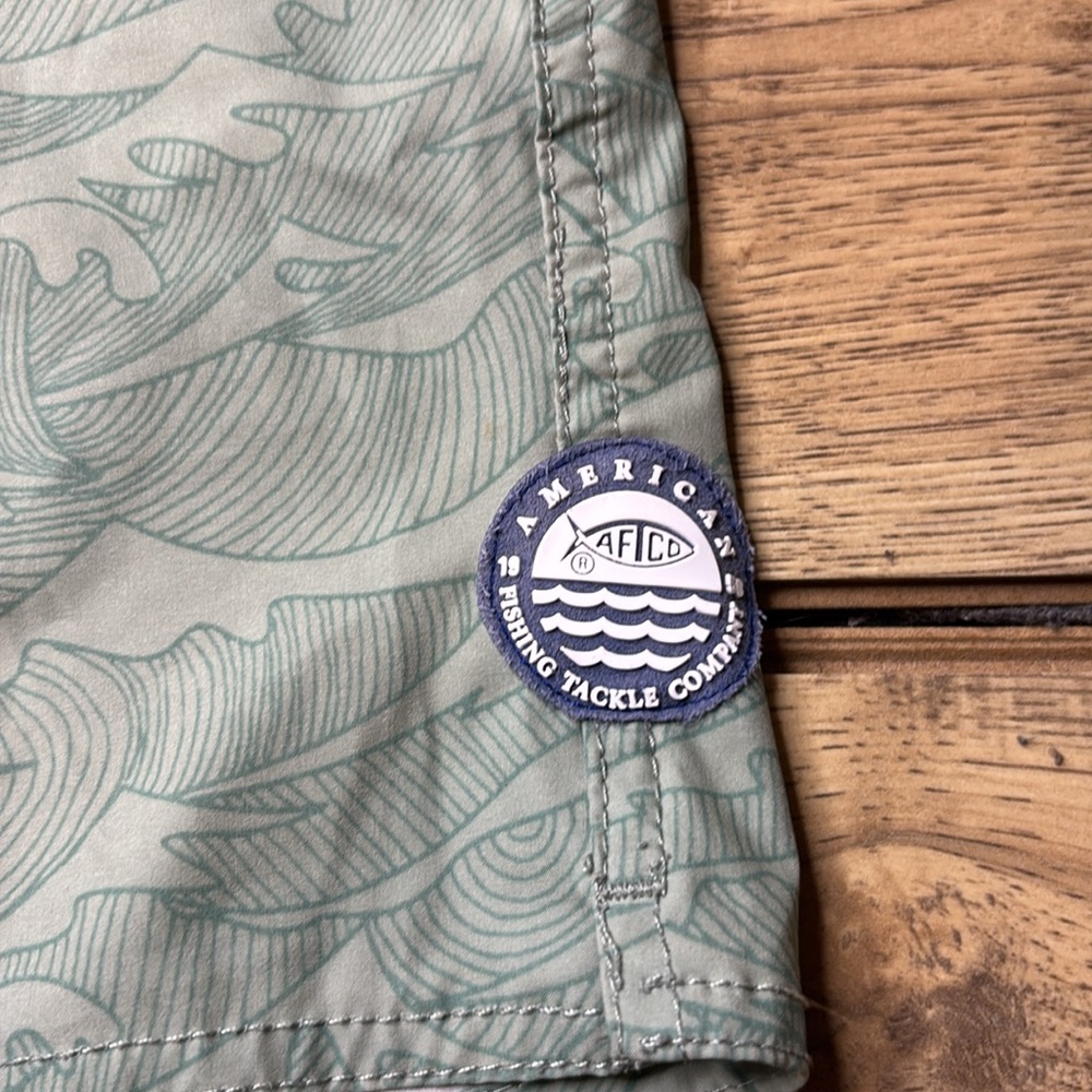 Men’s AFTCO Leafy Green Fishing Swim Trunks Size Small - Picture 4 of 7
